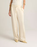 Pantalone Wide Leg Fluido con Fibbia Asimmetrica