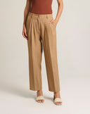 Pantalone Cropped Gessato con Multi-Pinces