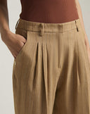 Pantalone Cropped Gessato con Multi-Pinces