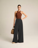 Pantalone Palazzo Wide Leg con Maxi Pieghe
