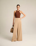 Pantalone Palazzo Wide Leg con Maxi Pieghe