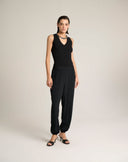 Pantalone Jogger in Viscosa con Caviglie Arricciate