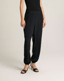 Pantalone Jogger in Viscosa con Caviglie Arricciate