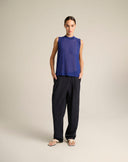Pantalone Gessato con Incrocio Frontale