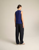 Pantalone Gessato con Incrocio Frontale
