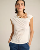T-Shirt Asimmetrica con Arricci