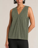 Top Scollo a V in Popeline