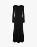 Schwarzes langes Kleid mit V-Ausschnitt