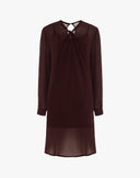 Kurzes Kleid aus Chiffon mit braunem Knoten