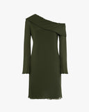 Abito Corto Monospalla con Drappeggio Verde
