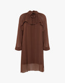 Abito Corto in Chiffon con Fiore Moro