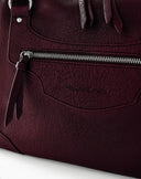 Structured Zip Shoulder Bag Burgundy