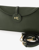 Borsa Pouch Allungata con Patta Verde Bosco