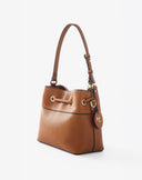 Hazelnut Drawstring Bucket Bag with Charm