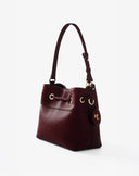Bordeaux Drawstring Bucket Bag with Charm