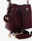 Bordeaux Drawstring Bucket Bag with Charm