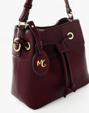 Bordeaux Drawstring Bucket Bag with Charm