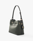 Drawstring Bucket Bag with Forest Green Charm