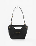 Mini Borsa a Mano con Manico Intagliato Nero