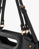 Mini Borsa a Mano con Manico Intagliato Nero