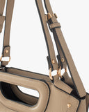 Mini Borsa a Mano con Manico Intagliato Tortora