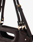 Mini Borsa a Mano con Manico Intagliato Moro