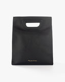 Borsa a Mano Verticale con Manico Intagliato Nero