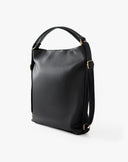 Black Faux Leather Convertible Backpack