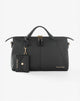 Faux Leather Top Handle Bag with Black Charm