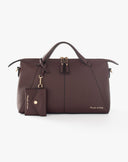 Faux Leather Top Handle Bag with Bordeaux Charm