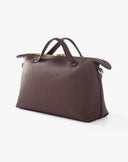 Faux Leather Top Handle Bag with Bordeaux Charm