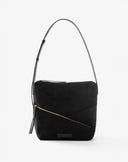 Borsa a Spalla con Zip Diagonale Nero