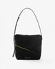 Borsa a Spalla con Zip Diagonale Nero