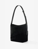 Borsa a Spalla con Zip Diagonale Nero