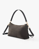 Borsa a Spalla con Zip Diagonale e Borchie Nero