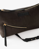 Borsa a Spalla con Zip Diagonale e Borchie Nero