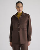 Suede-Effect Shirt with Applied Pockets
