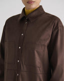 Suede-Effect Shirt with Applied Pockets