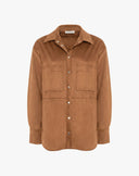 Camicia Effetto Suede con Tasche Applicate