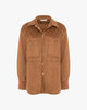 Suede-Effect Shirt with Applied Pockets