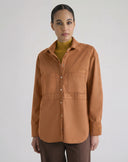 Camicia Effetto Suede con Tasche Applicate