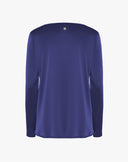 Midnight Blue Satin Blouse with V-Neck