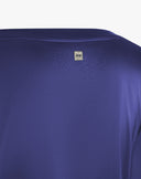 Midnight Blue Satin Blouse with V-Neck