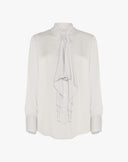 Blusa Grigio Chiaro con Collo Fiocco