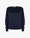 Navy Blue Boat Neck Top