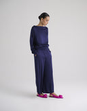 Navy Blue Boat Neck Top