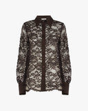 Brown Lace Shirt with Solid Color Details