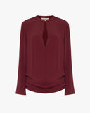 Blusa Elegante con Apertura Frontale Bordeaux