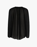 Blusa Fluida con Laccetti e Dettagli di Piume Nero