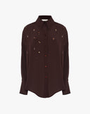 Camicia Oversize in Raso con Strass Moro